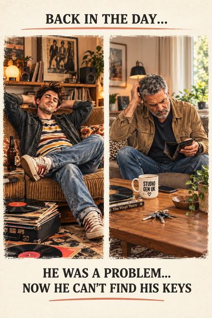 Funny Dad Card: Then vs Now, Lost Keys Humour (Birthday Card)