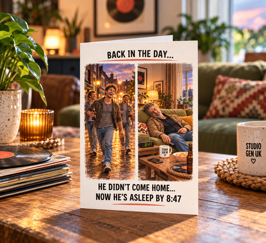 Funny Dad Birthday Card: Back in the Day vs Now, Gen X Humour Him