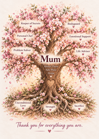 Mum Tree of Life Card: Birthday, Mother's Day, Thank You – Sentimental Greeting