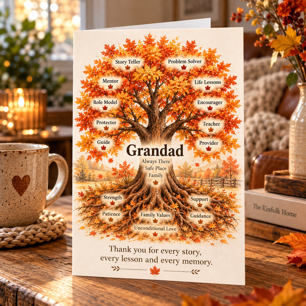 Grandad Tree of Life Card, Meaningful Grandfather Card, Grandpa Birthday Card, Thank You Grandad Card, Family Tree Greeting Card