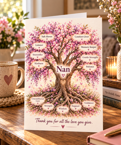 Nan Tree of Life Card: Birthday, Thank You, Sentimental Grandmother Gift