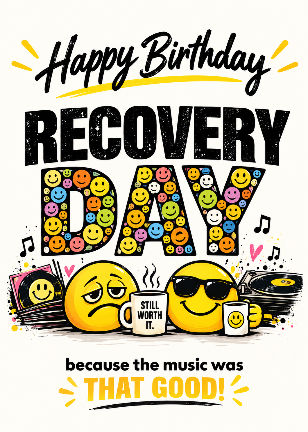 Gen X Birthday Card: Recovery Day Rave Nostalgia, House Music Friend Birthday