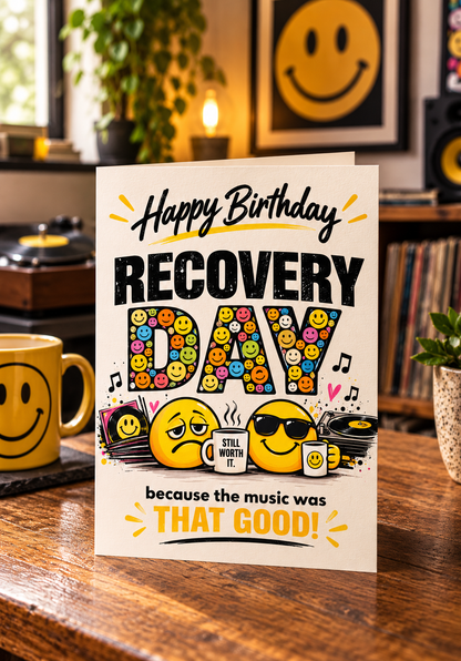 Gen X Birthday Card: Recovery Day Rave Nostalgia, House Music Friend Birthday