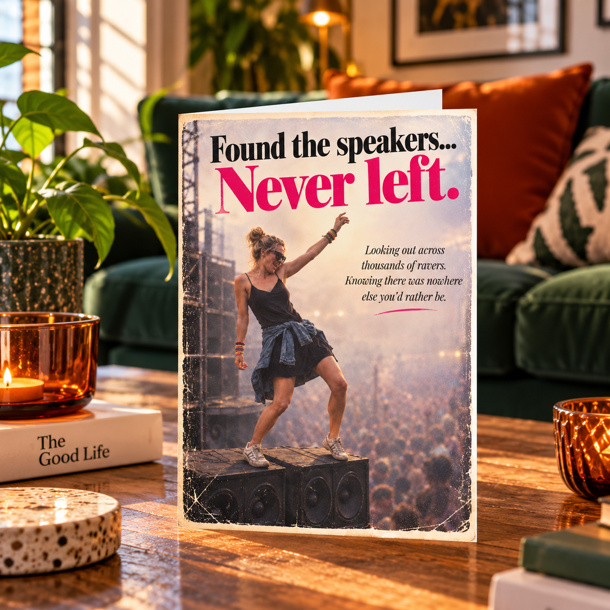 Gen X Rave Card: Found Speakers, Never Left – 90s Clubbing Nostalgia Birthday Greeting