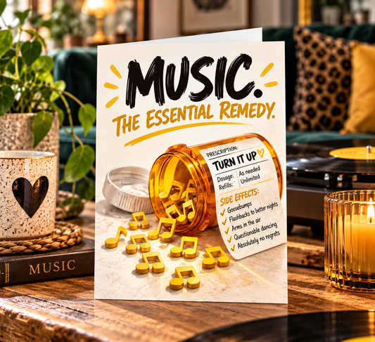 Music Essential Remedy Card: Turn It Up Prescription Greeting Card