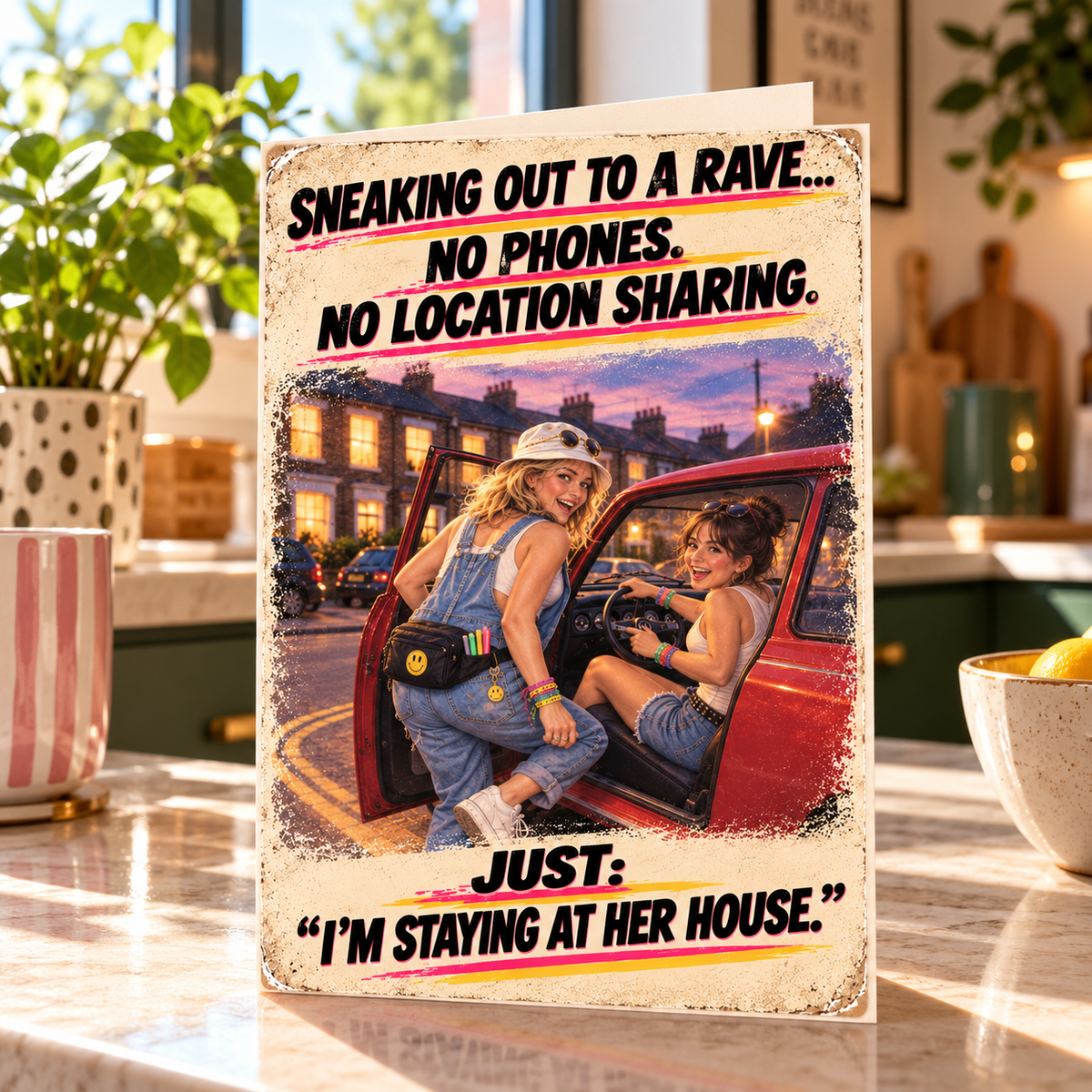 Gen X Rave Card: Sneaking Out Nostalgia, 90s Humour Birthday Greeting