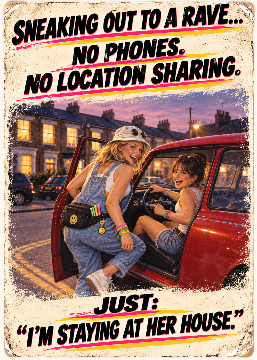 Gen X Rave Card: Sneaking Out Nostalgia, 90s Humour Birthday Greeting