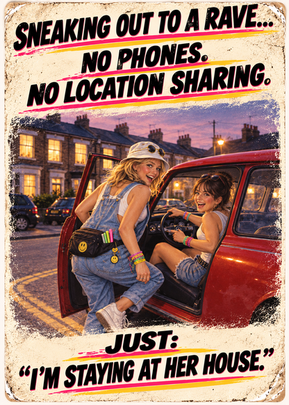 Gen X Rave Card: Sneaking Out Nostalgia, 90s Humour Birthday Greeting