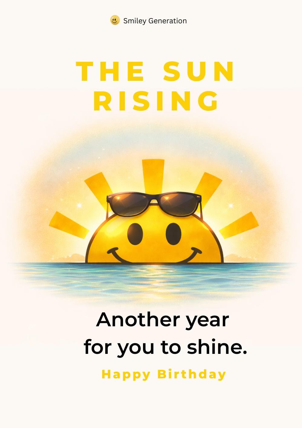 Smiley Birthday Card: The Sun Rising, Happy Greeting Card