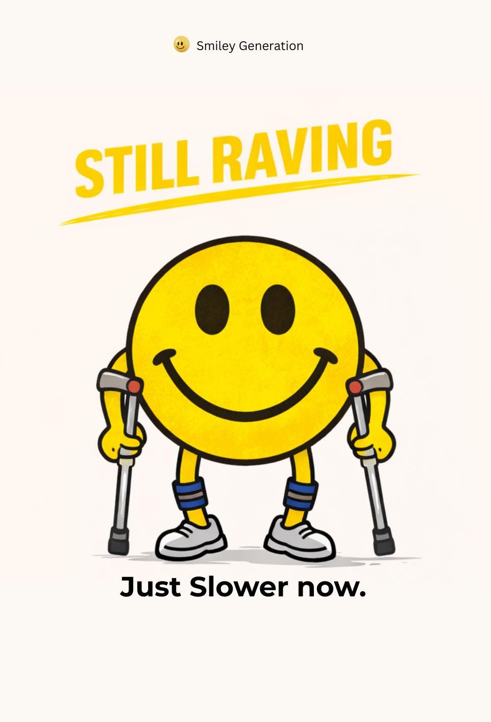 Funny Gen X Birthday Card | Rave Nostalgia, Dancefloor Veteran Smiley (5x7 Inches)