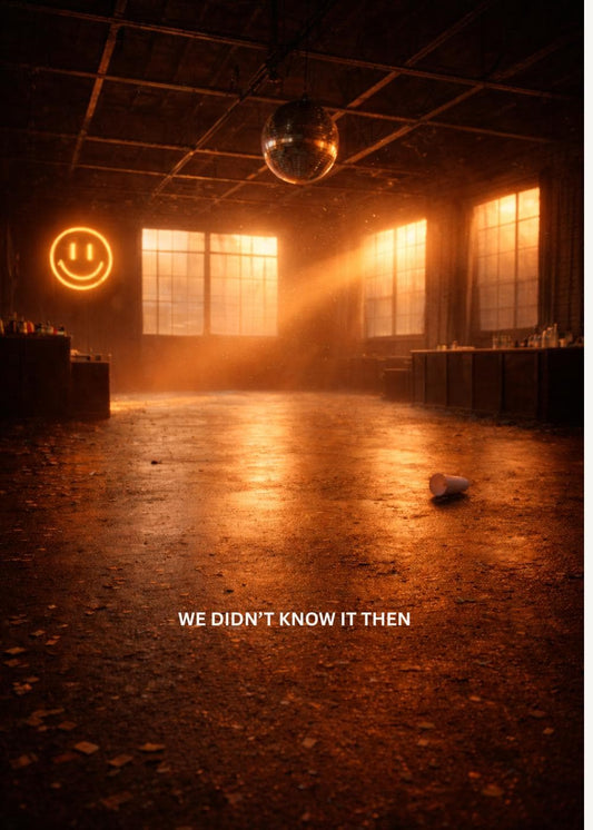 Nostalgic Rave Aftermath Card: 90s Club Culture, Emotional Music Memory, Dancefloor Story