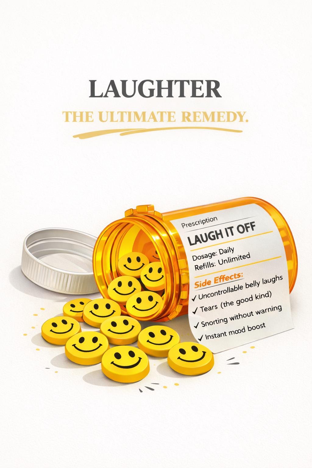 Laughter Ultimate Remedy Greeting Card: Encouragement, Cheer Up, Positive Vibes