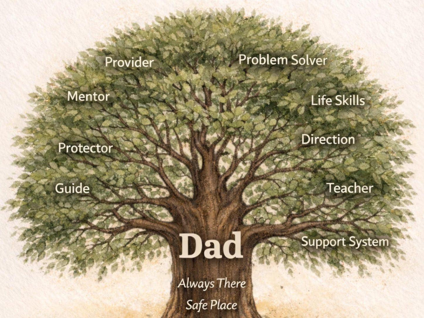 Dad Tree of Life Card: Oak Tree, Mentor, Protector, Guide, Provider (Fathers Day, Birthday)