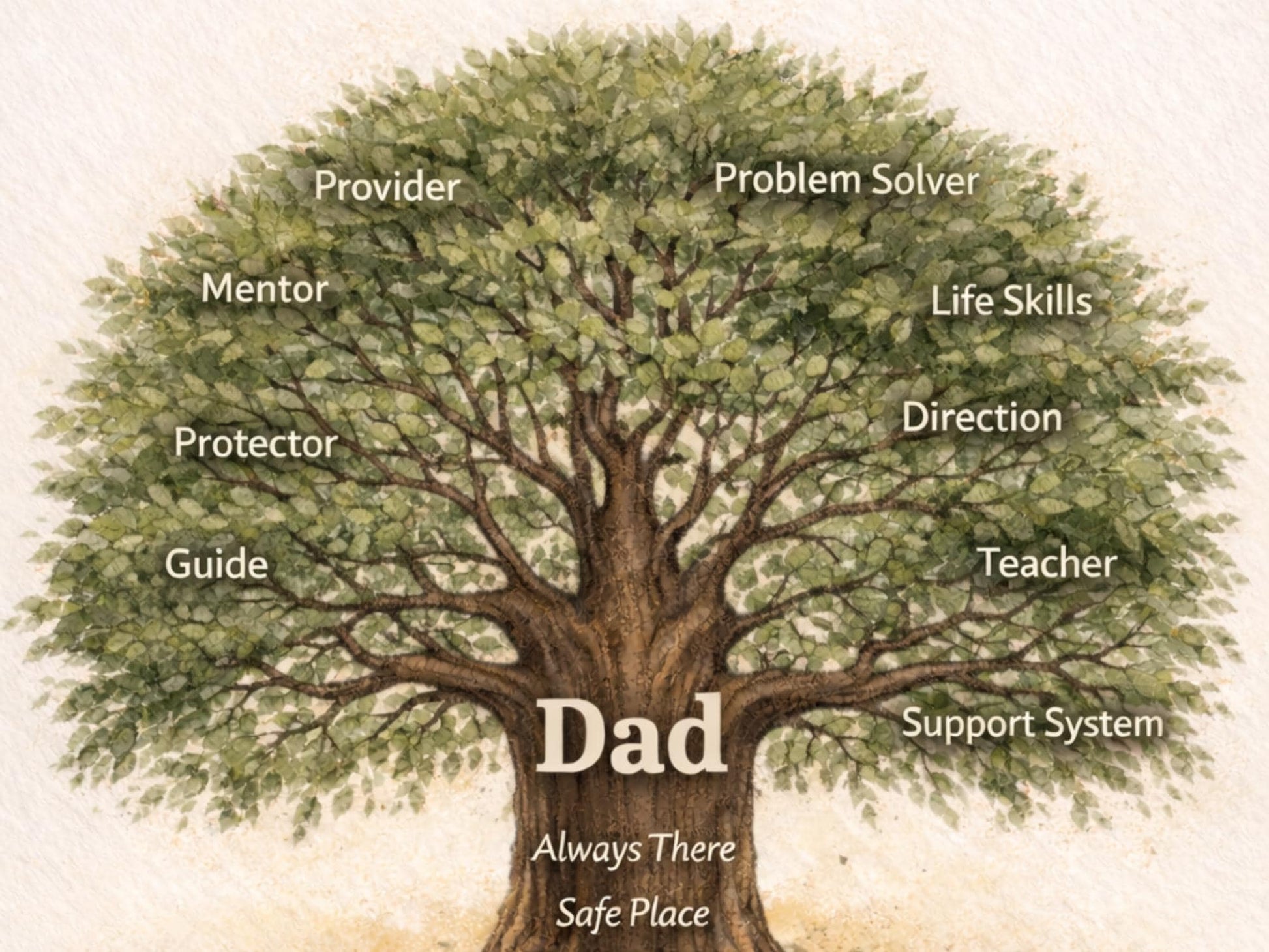 Dad Tree of Life Card: Oak Tree, Mentor, Protector, Guide, Provider (Fathers Day, Birthday)