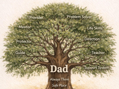 Dad Tree of Life Card: Oak Tree, Mentor, Protector, Guide, Provider (Fathers Day, Birthday)