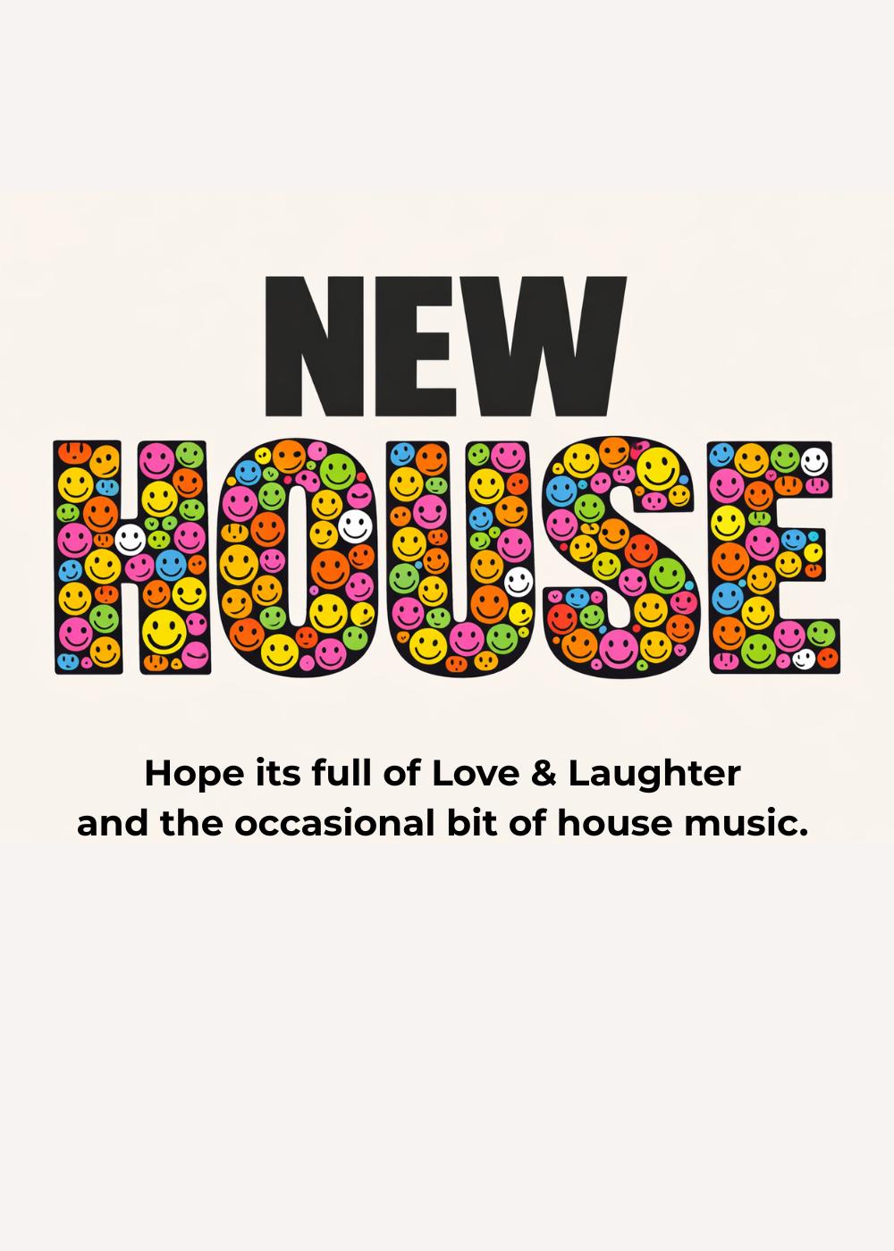 New House Card: Smiley Face, Housewarming, Music Lover Gift