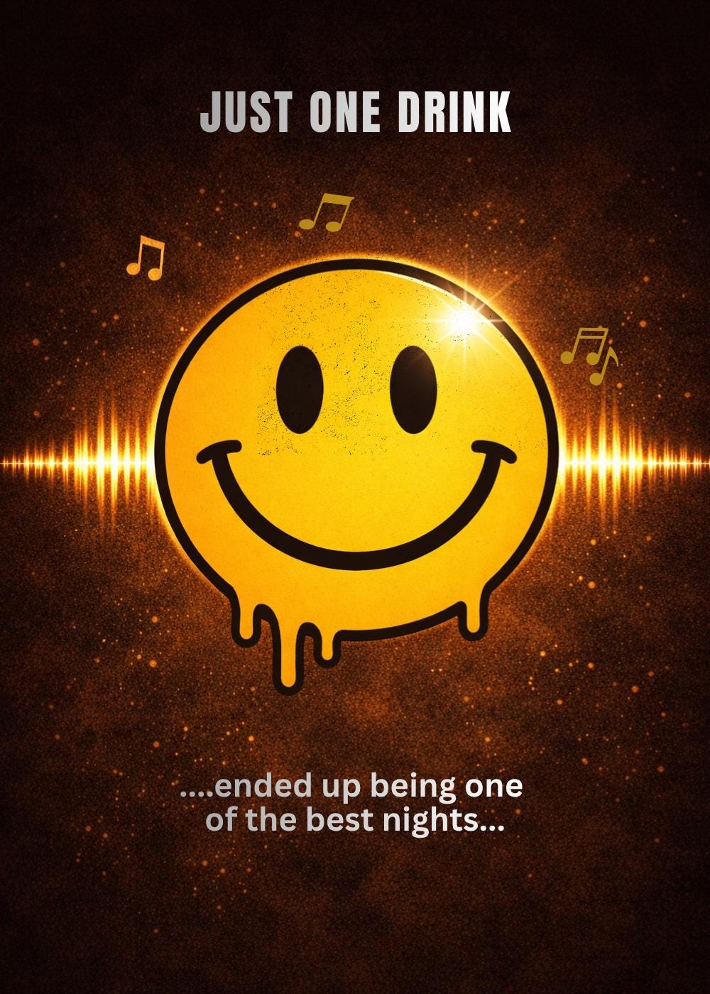 Funny Birthday Card: Just One Drink, Gen X Rave Music Lover Greeting