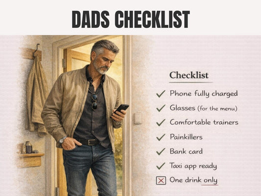 Funny Dad Birthday Card: Humorous Night Out Checklist (A5)