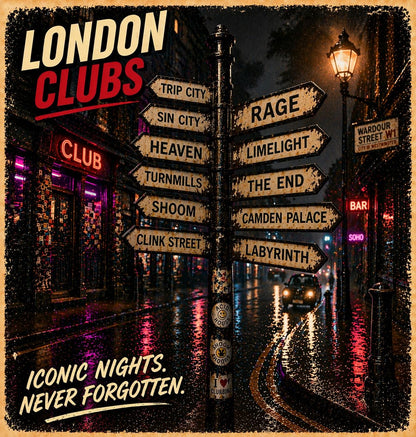 London Club Nights Card: 90s Rave Culture, Turnmills, Heaven, Shoom, Gen X Nostalgia (Birthday)