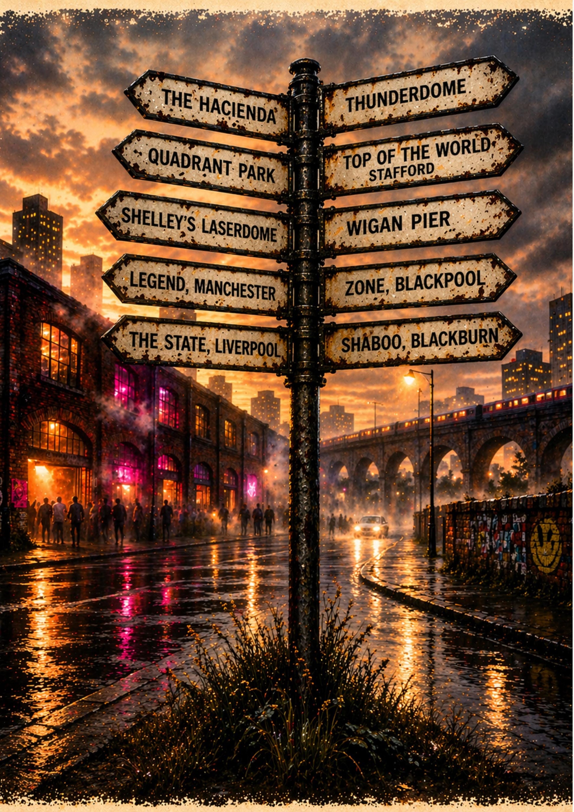 Northern Nightlife Print * Hacienda Poster * Rave Culture Wall Art * 90s Clubbing Decor * Manchester Liverpool Print * Music Lover Gift