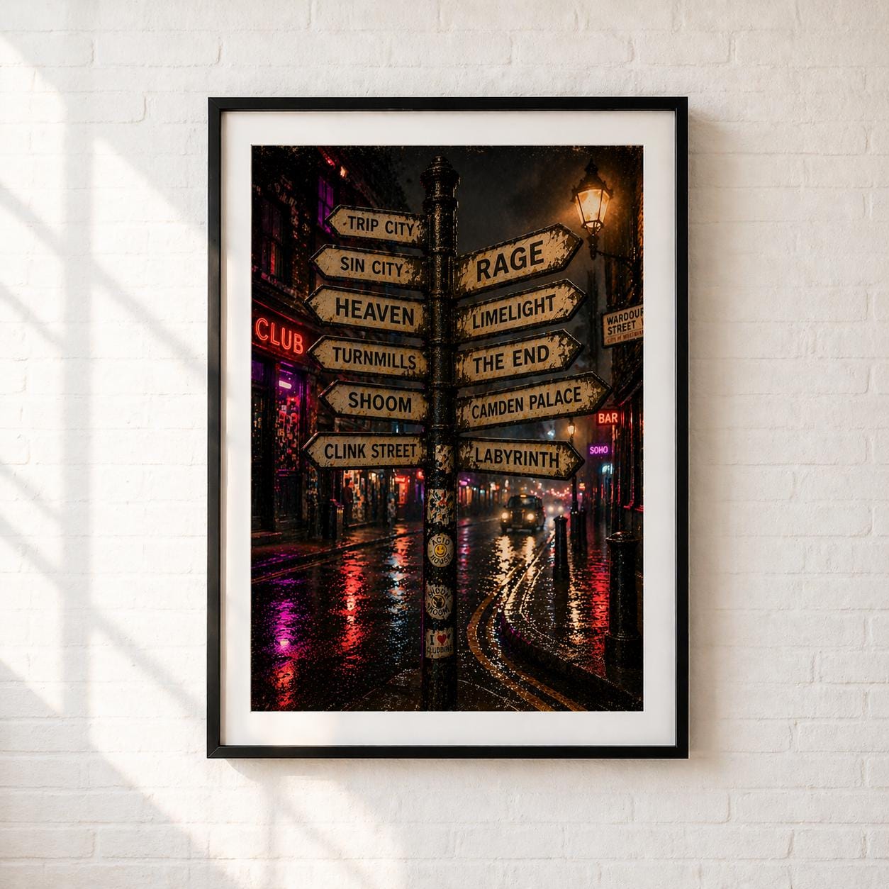 London Nightlife Print * Rave Culture Wall Art * Soho Club Poster * 90s Clubbing Decor * Music Lover Gift * A4 A3 A2 Print * Neon Street Art
