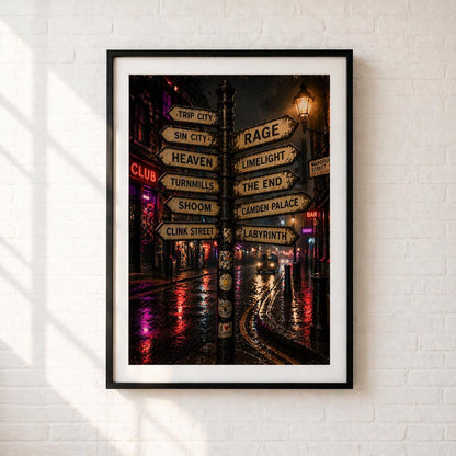 London Nightlife Print * Rave Culture Wall Art * Soho Club Poster * 90s Clubbing Decor * Music Lover Gift * A4 A3 A2 Print * Neon Street Art