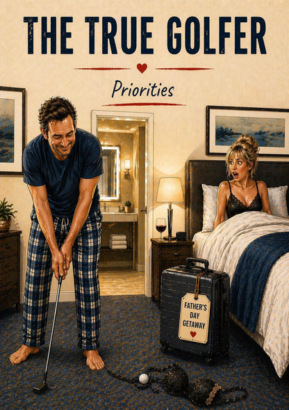 Funny Father’s Day Card for Husband * Golf Humour Card * The True Golfer Priorities * Cheeky Dad Card * Father’s Day Getaway Card