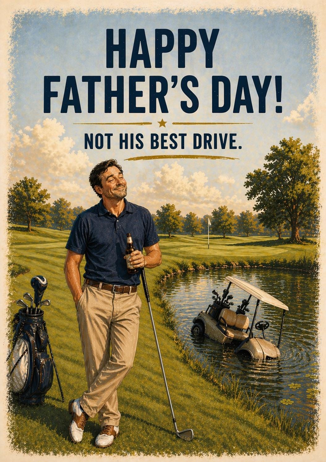 Funny Golf Birthday Card for Him * Not His Best Drive * Golf Humour Card * Dad Birthday Card * Funny Card for Golfer * Husband Card