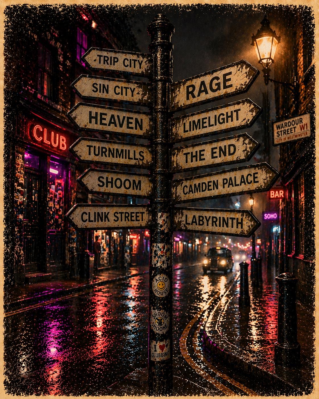 London Club Nights Card: 90s Rave Culture, Turnmills, Heaven, Shoom, Gen X Nostalgia (Birthday)