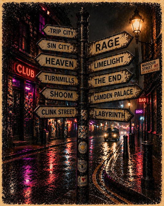 London Club Nights Card: 90s Rave Culture, Turnmills, Heaven, Shoom, Gen X Nostalgia (Birthday)