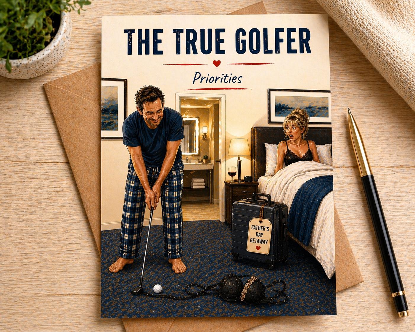 Funny Father’s Day Card for Husband * Golf Humour Card * The True Golfer Priorities * Cheeky Dad Card * Father’s Day Getaway Card