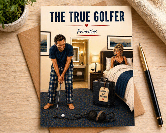 Funny Father’s Day Card for Husband * Golf Humour Card * The True Golfer Priorities * Cheeky Dad Card * Father’s Day Getaway Card