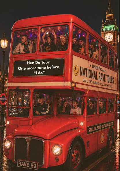 Personalised Birthday Card * Rave Bus Card * Gen X Funny Card * Custom Age & Message * 50th 40th 60th Birthday * Still On Tour Card