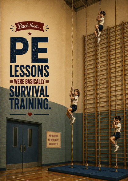 Funny Gen X Birthday Card * PE Lessons Were Basically Survival Training * Retro School Nostalgia Card * 80s Childhood Memory Card