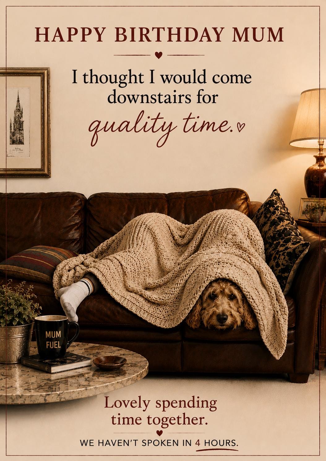 Funny Birthday Card for Mum * Family Quality Time Card * Personalised Card
