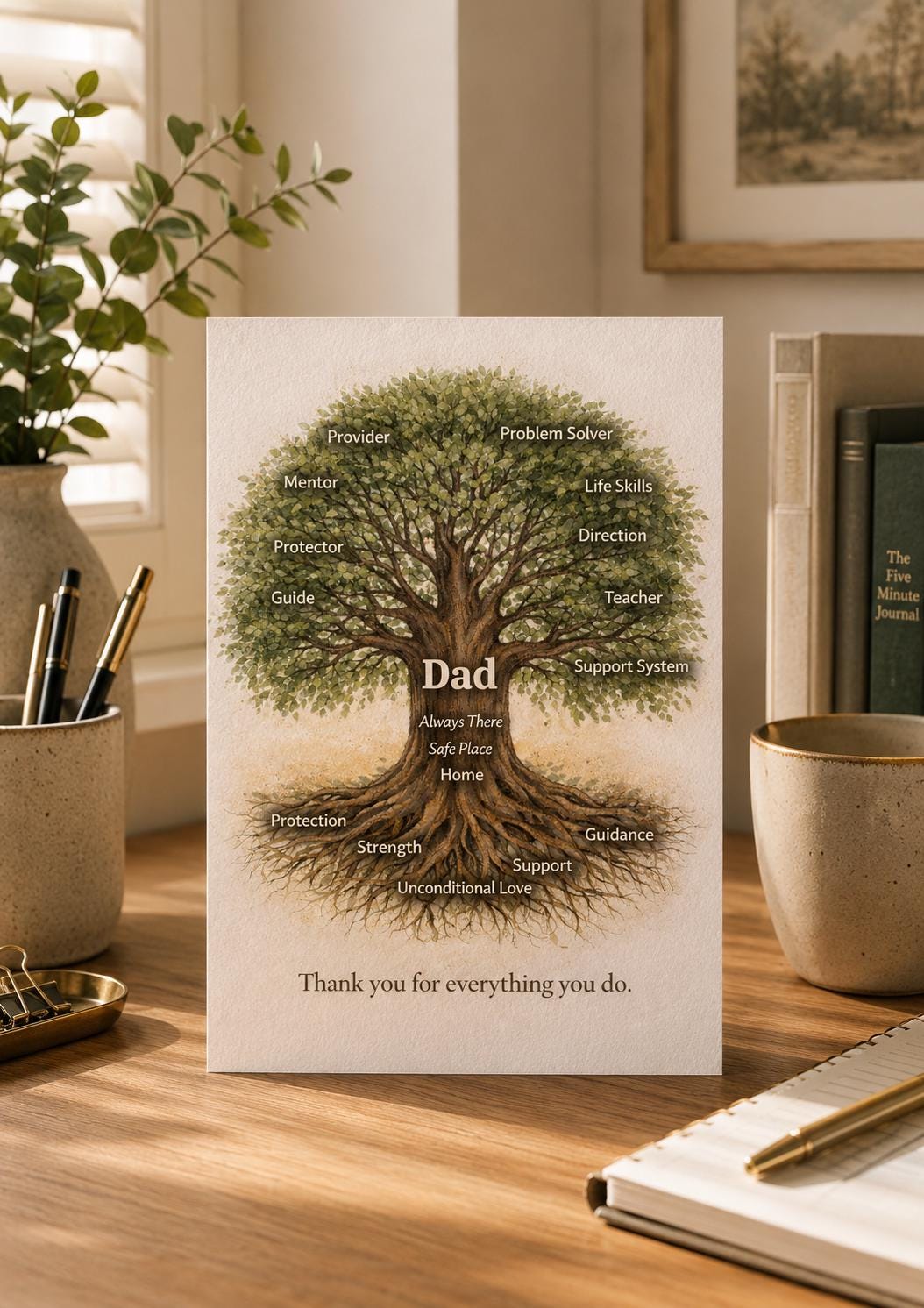 Dad Tree of Life Card: Oak Tree, Mentor, Protector, Guide, Provider (Fathers Day, Birthday)