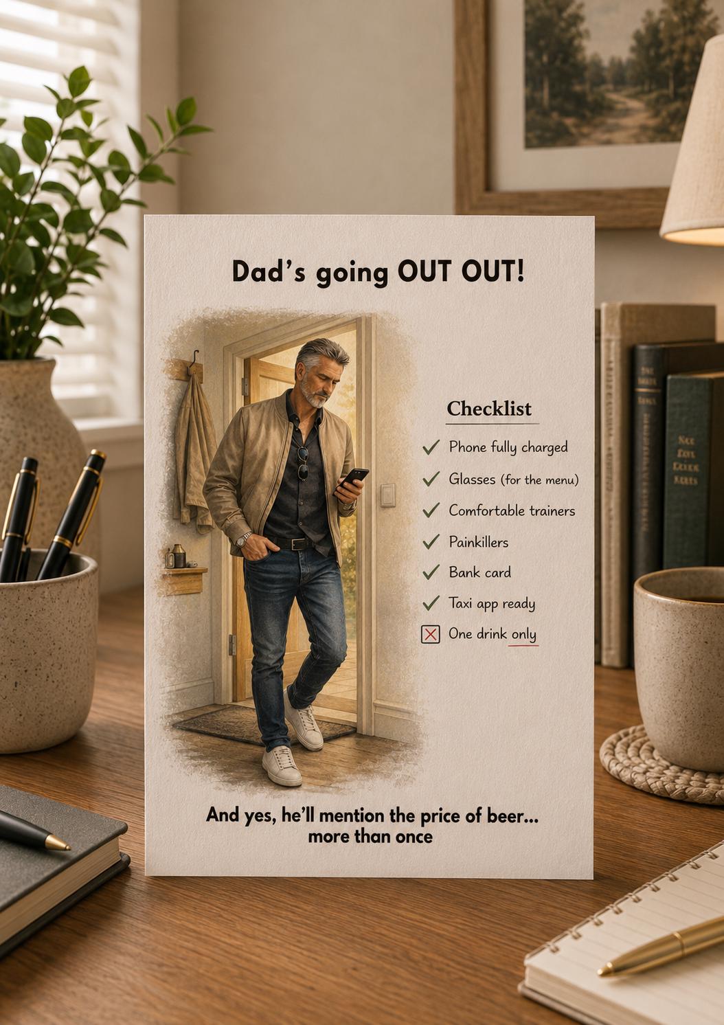 Funny Dad Birthday Card: Humorous Night Out Checklist (A5)