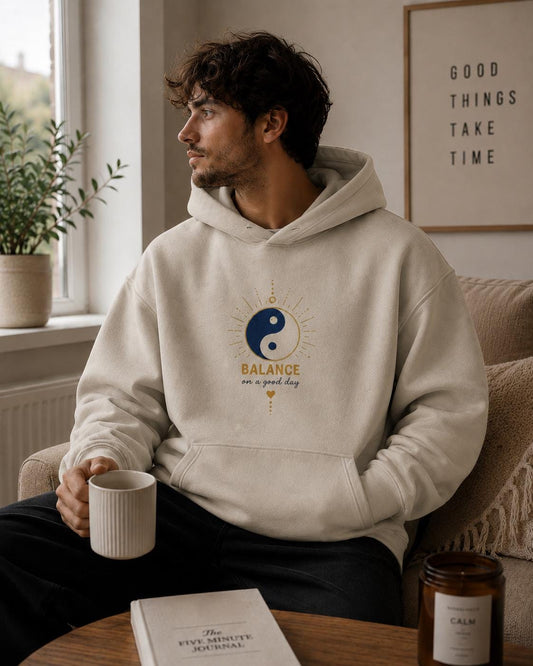 Balance On A Good Day Hoodie, Relaxed Fit AS Colour Hoodie, Minimalist Spiritual Hoodie, Wellness Hoodie, Unisex Oversized Hoodie