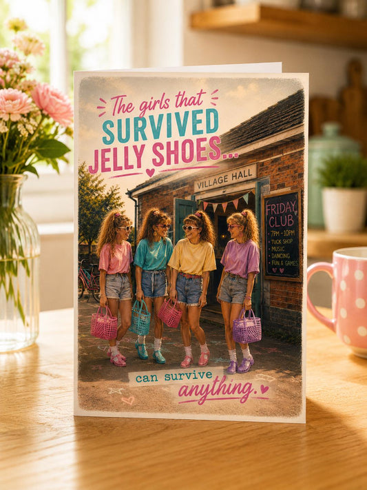 Funny Gen X Birthday Card * Jelly Shoes Nostalgia Card * 80s Girls Birthday Card * Retro Childhood Memories * Best Friend Birthday Card
