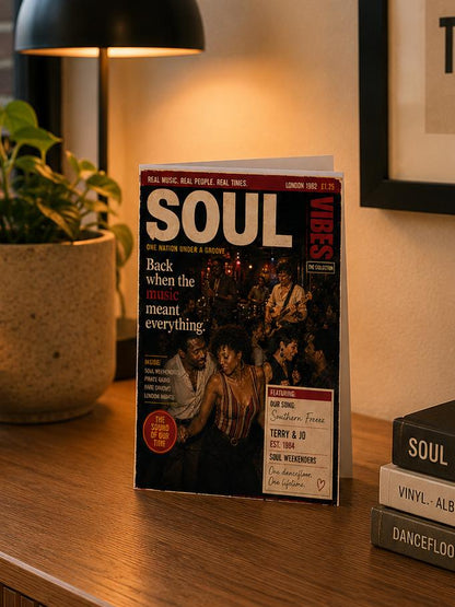 Personalised Soul Music Card, for any occasion, Our Song Jazz Funk Card, Retro Music Birthday Card