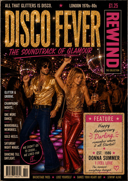 Personalised Disco Card, 70s Disco Anniversary Card, Retro Music Lovers Gift, Our Song Card