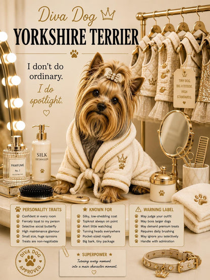 Personalised Diva Dog Card, Chihuahua, French Bulldog, Shih Tzu, Yorkie, Pomeranian, Dog Mum Birthday Card
