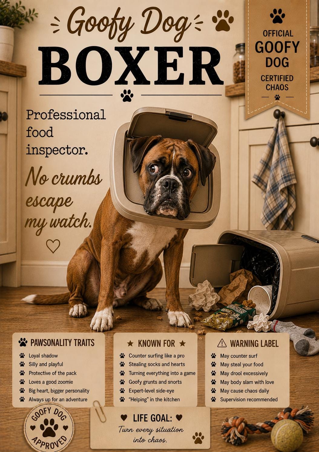 Personalised Goofy Dog Card, Snack-Time Collection, Chaos Dog Gift, Boxer, Golden Retriever, Labrador, English Bulldog, Spaniel