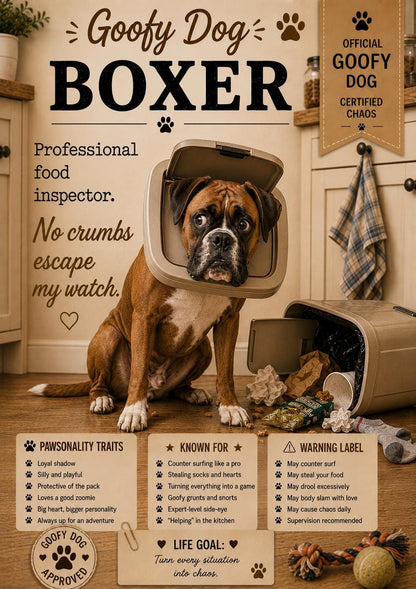 Personalised Goofy Dog Card, Snack-Time Collection, Chaos Dog Gift, Boxer, Golden Retriever, Labrador, English Bulldog, Spaniel