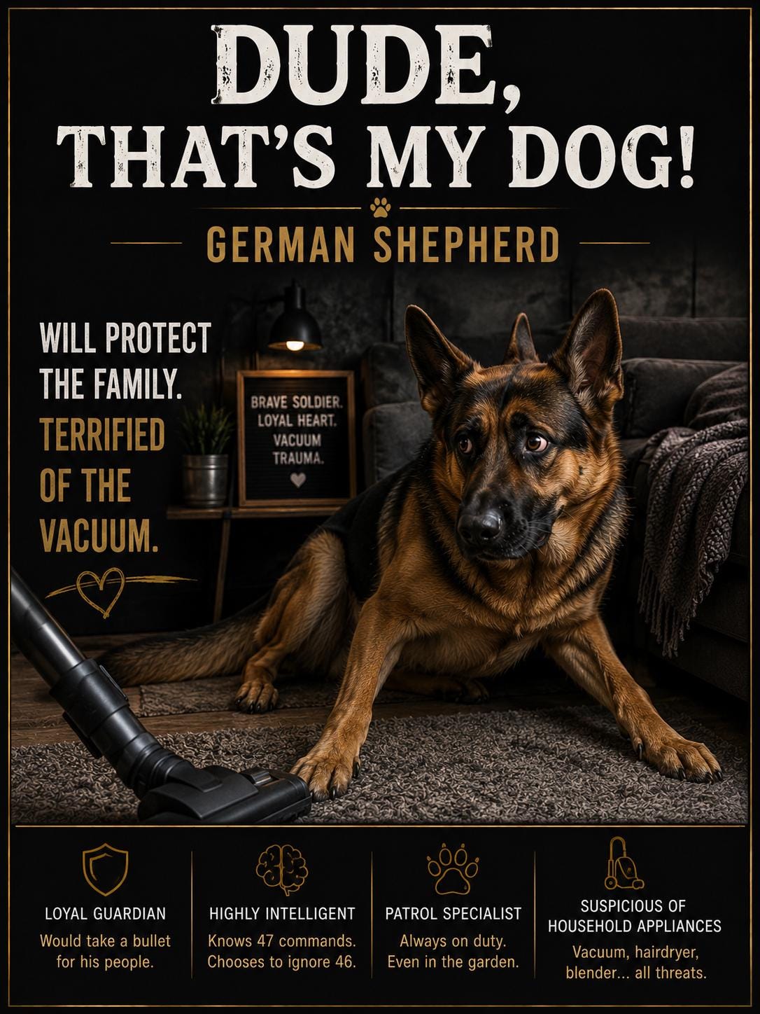 Personalised Boss Dog Card, Dude That’s My Dog, Rottweiler, German Shepherd, Doberman, Staffy, Bull