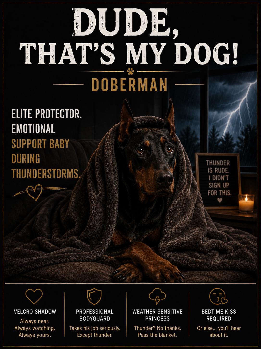 Personalised Boss Dog Card, Dude That’s My Dog, Rottweiler, German Shepherd, Doberman, Staffy, Bull