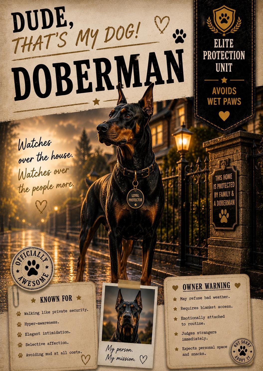 Personalised Boss Dog Card, Dude That’s My Dog, Rottweiler, German Shepherd, Doberman, Staffy, Bull