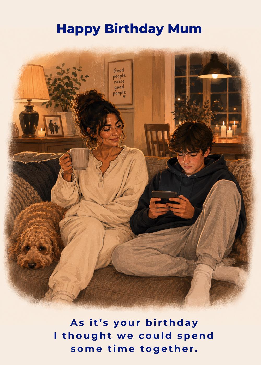 Funny Birthday Card for Mum from Son * Frankie’s World * Teen Son Humour Card * Modern Mum Birthday Card