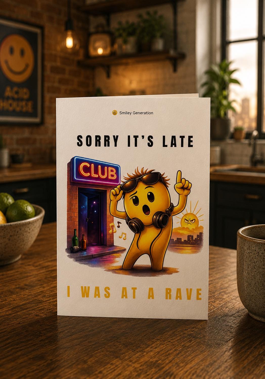 Funny Belated Birthday Card: Sorry It's Late, I Was At A Rave – Gen X Nostalgia