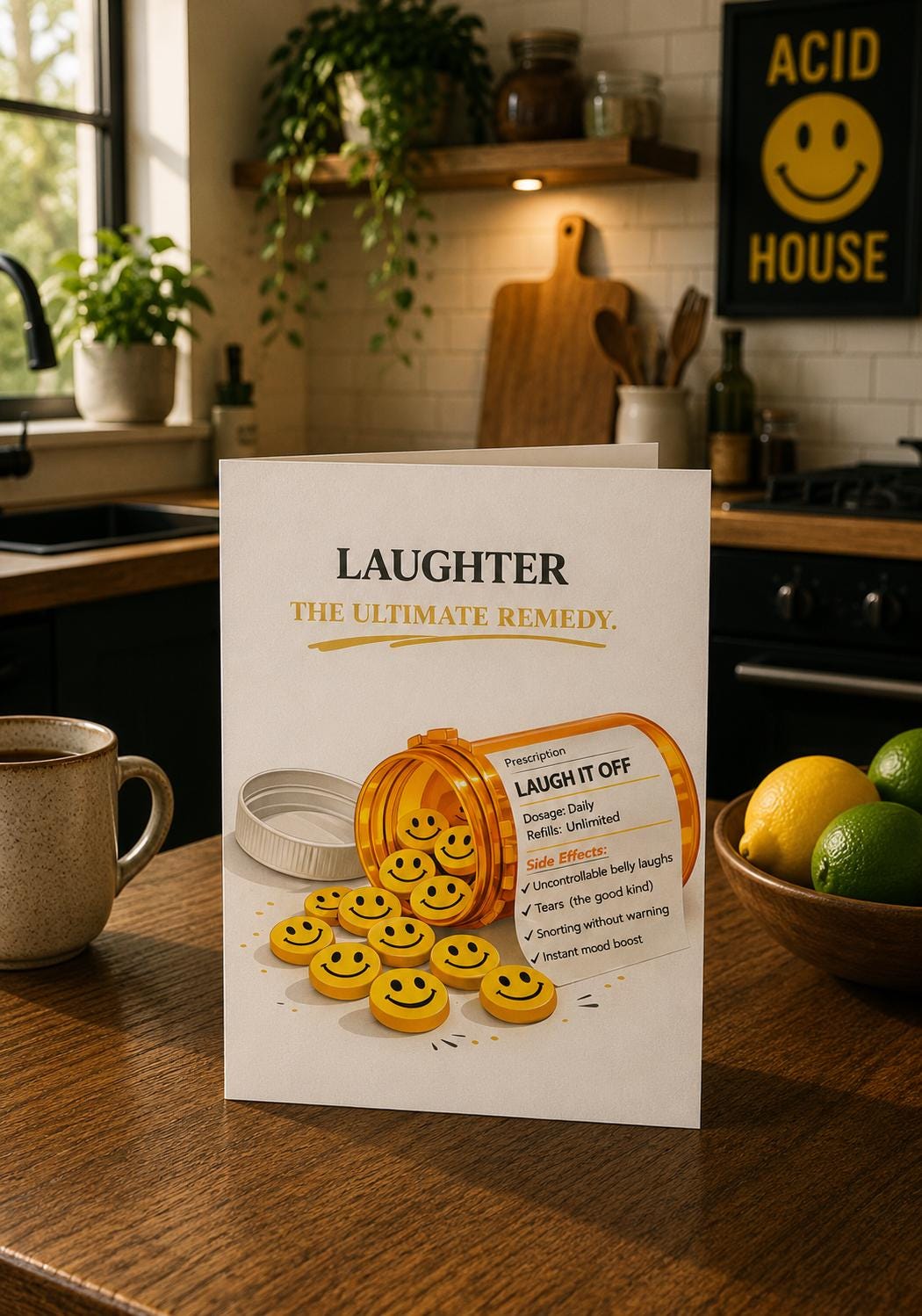 Laughter Ultimate Remedy Greeting Card: Encouragement, Cheer Up, Positive Vibes